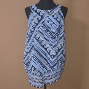 AB Studio Blue Boho Halter Top Size XL